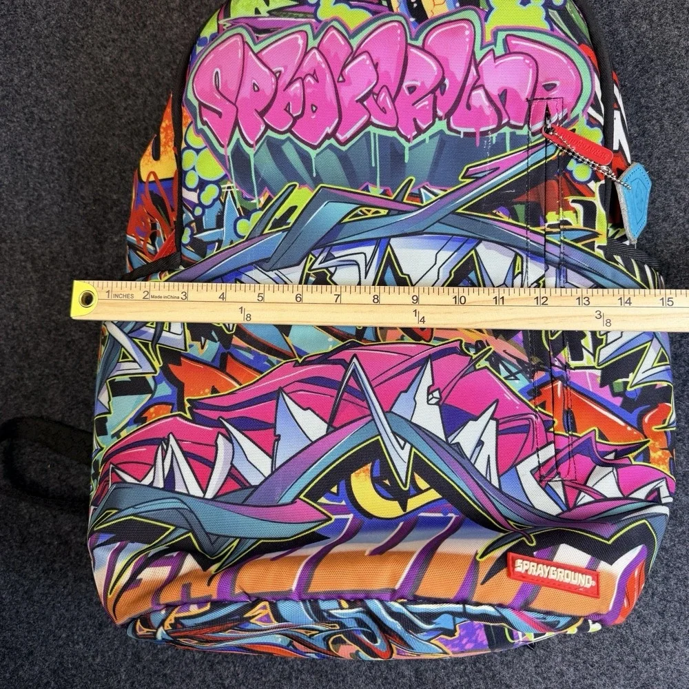 Sprayground Limited Edition Graffiti Shark Backpack Book Bag Authentic